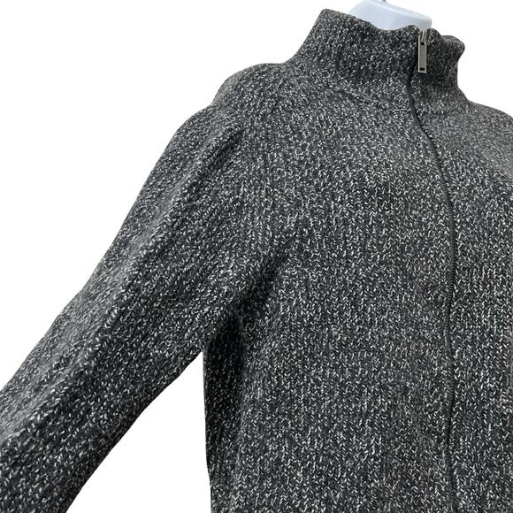 /EVERLANE Womens 100% Wool Full Zip Thick Knit Cardigan Size XL Black Heathered - Picture 3 of 8
